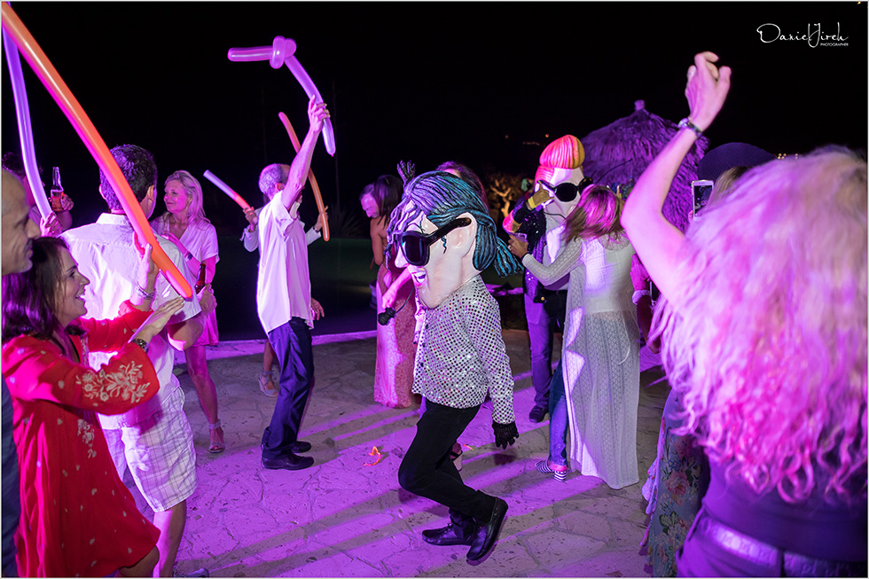 guests dancing at villa vista ballena birthday party