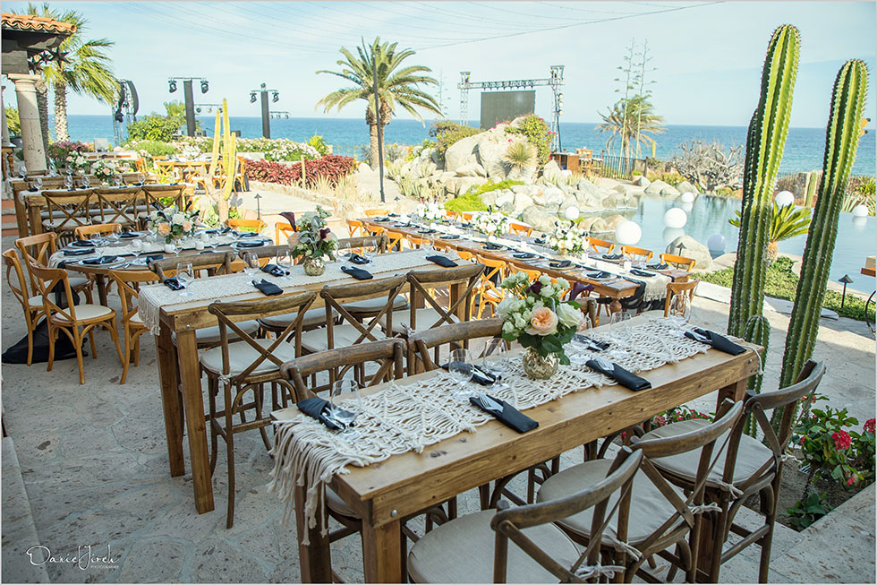 guest tables at birthday dinner at villa vista ballena