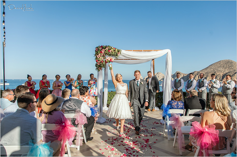 Cabo wedding photography Casa Dorada, destination wedding ceremony, bridal party